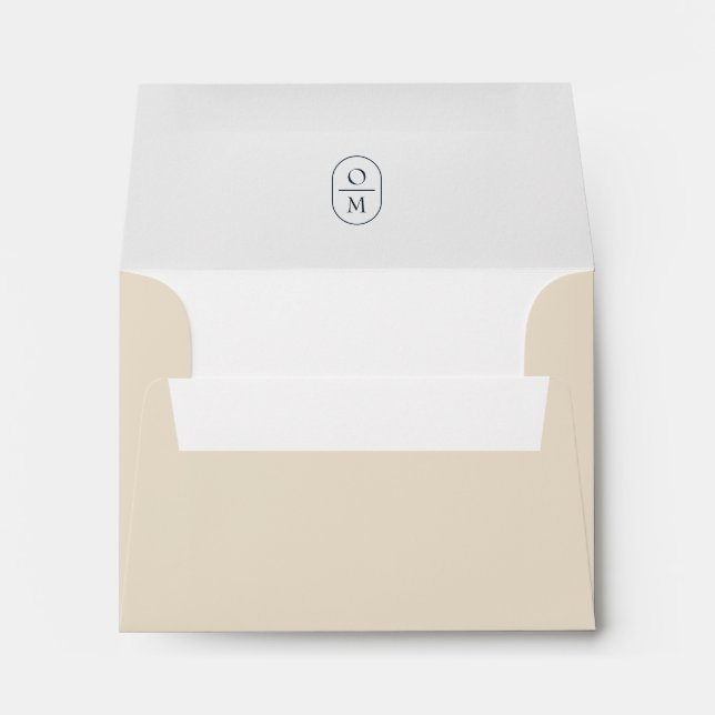 Cream | Chic Minimalist Monogram Wedding RSVP Envelope (Back (Bottom))