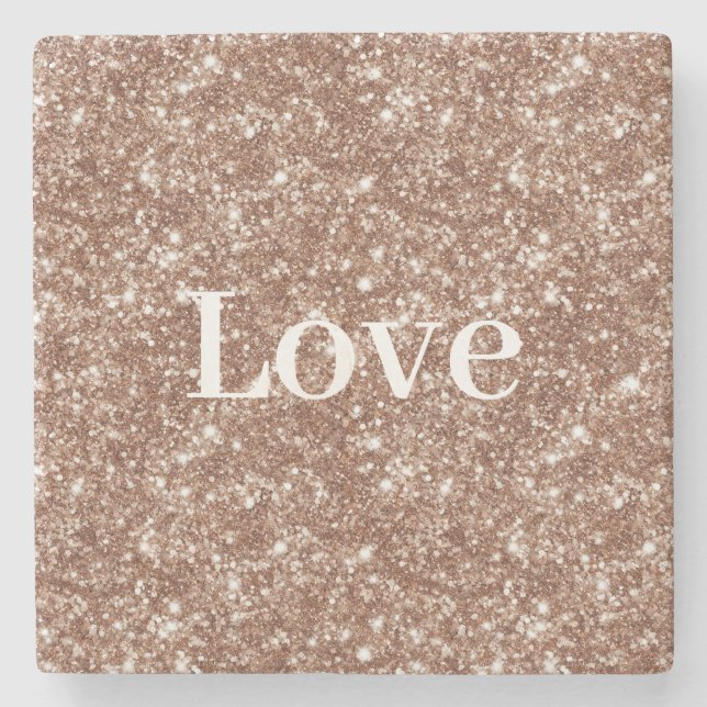 Cream Chocolate Glitter Love Valentine's Day Stone Coaster (Front)