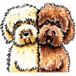 Cream Chocolate Labradoodles Photo Sculpture Magnet<br><div class="desc">Hand drawn ink and pencil illustration of cream and chocolate Labradoodles by Off-Leash Art. Popular gift idea for lovers of this favourite breed.Click the orange "customize it!" button to add text or change the background colour.</div>