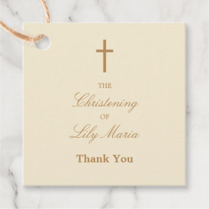 Cream Christening Thank You Favour Tags