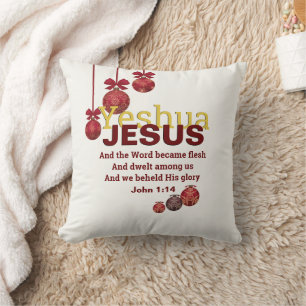 Cream Christian YESHUA JESUS Christmas Throw Pillow