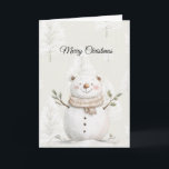 Cream Christmas Trees Snowman Card<br><div class="desc">Cream Christmas Trees Snowman</div>