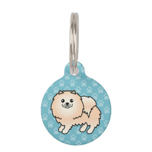 Cream Coat Pomeranian Dog And Pet's Info Pet Tag