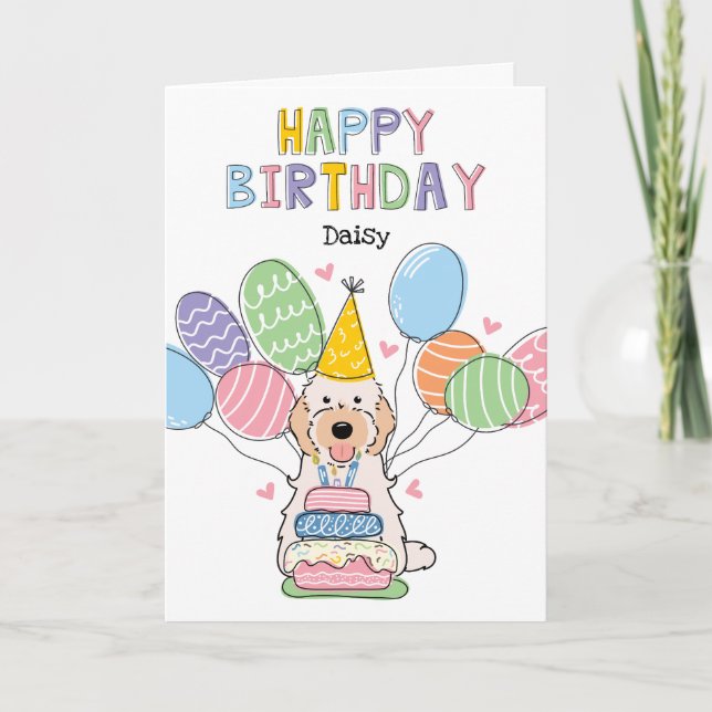 Cream Cockapoo Cavapoo Dog Happy Birthday Card (Front)