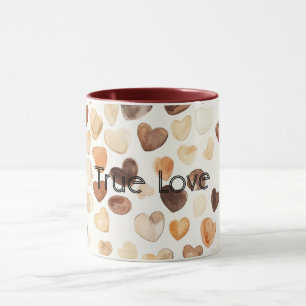 Cream Coffee Bean Hearts Mug