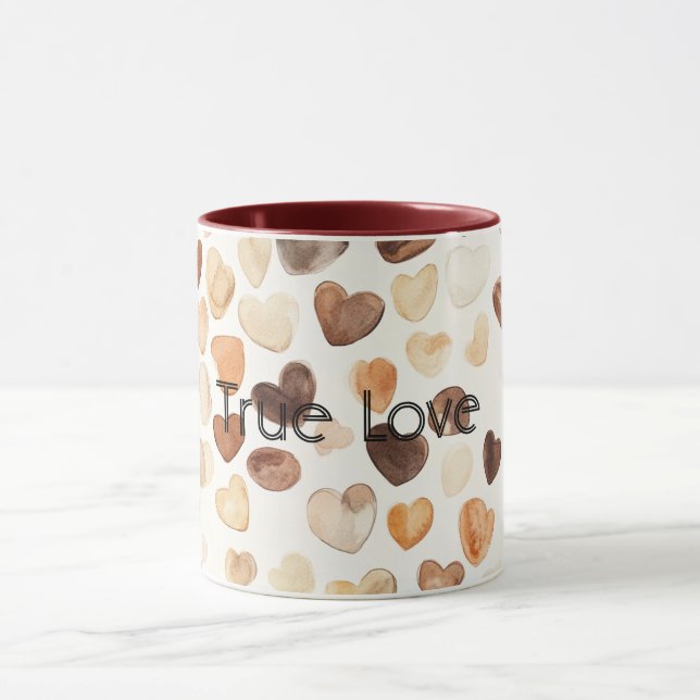 Cream Coffee Bean Hearts Mug (Center)