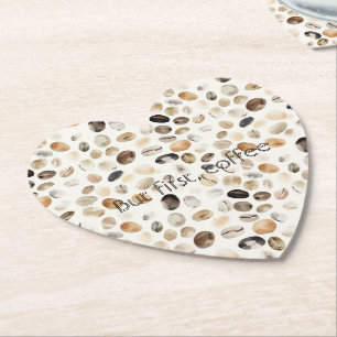 Cream Coffee Beans Paper Coaster