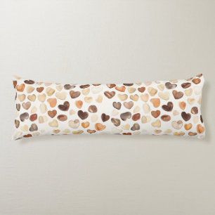 Cream Coffee Heart Beans Floral Body Pillow