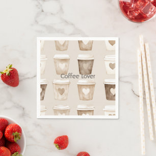 Cream Coffee Heart Cups Napkin