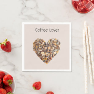Cream Coffee Heart Cups Napkin