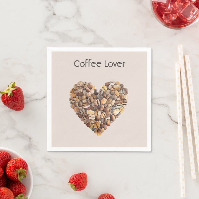 Cream Coffee Heart Cups Napkin (Insitu)