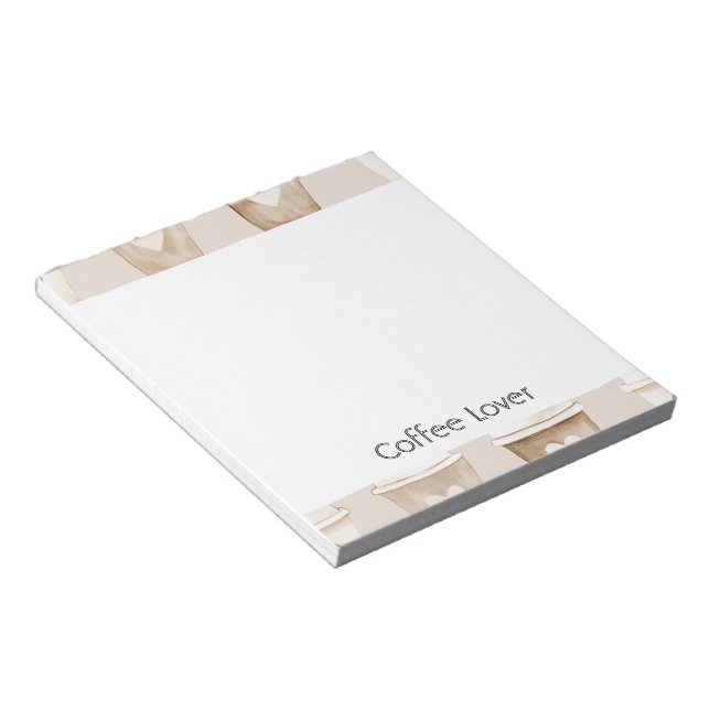 Cream Coffee Heart Cups Notepad (Angled)