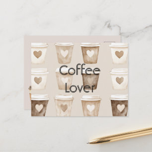 Cream Coffee Heart Cups Postcard