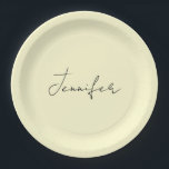 Cream color elegant modern minimalist plain name paper plate<br><div class="desc">A perfect design that will work in business or in your private life. A simple,  minimalist,  perfect look. Just for you.</div>
