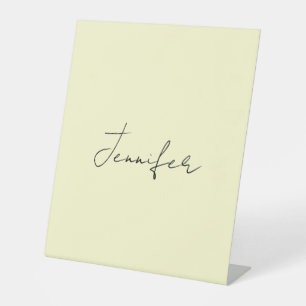 Cream color elegant modern minimalist plain name pedestal sign
