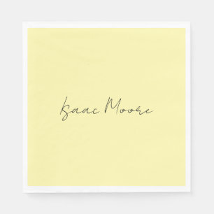 Cream Color Plain Elegant Script Calligraphy Name Napkin
