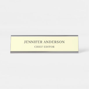 Cream Color Professional Modern Plain Minimalist Desk Name Plate