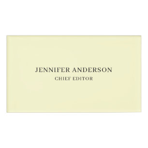 Cream Color Professional Modern Plain Minimalist Name Tag