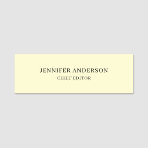 Cream Color Professional Modern Plain Minimalist Name Tag