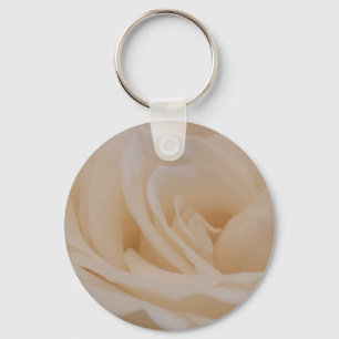 Cream Colored Rose Closeup Keychain