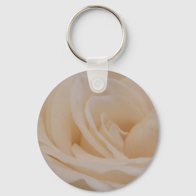 Cream Colored Rose Closeup Keychain (Front)