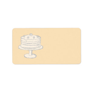 Cream Colour Cake on Beige Background. Label