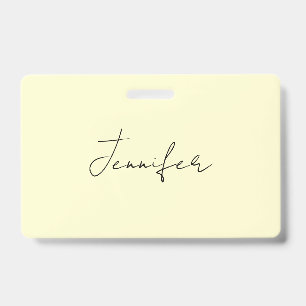 Cream colour elegant modern minimalist plain name badge