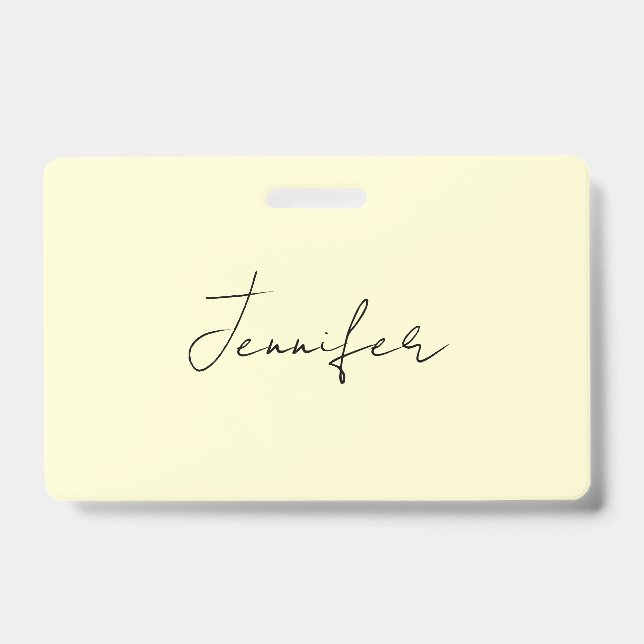 Cream colour elegant modern minimalist plain name badge (Front)