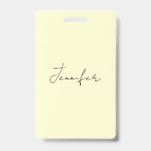Cream colour elegant modern minimalist plain name badge