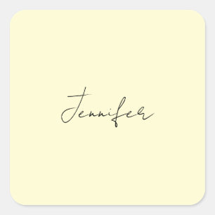Cream colour elegant modern minimalist plain name square sticker