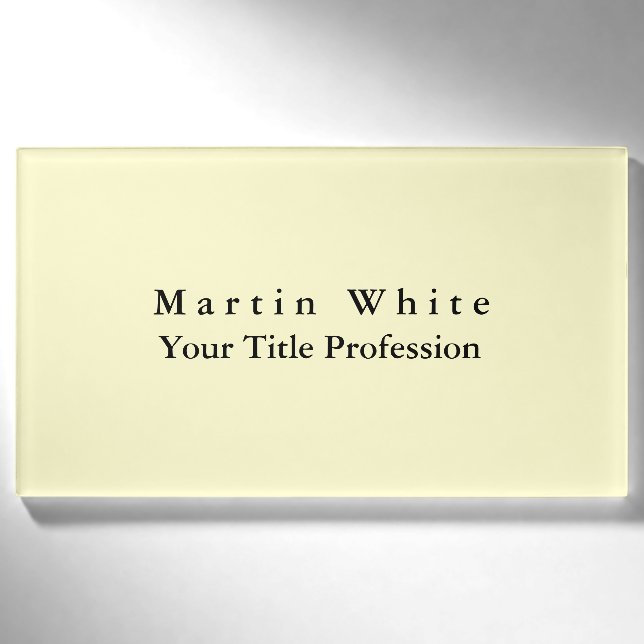 Cream Colour Plain Elegant Professional Modern Name Tag (Front)