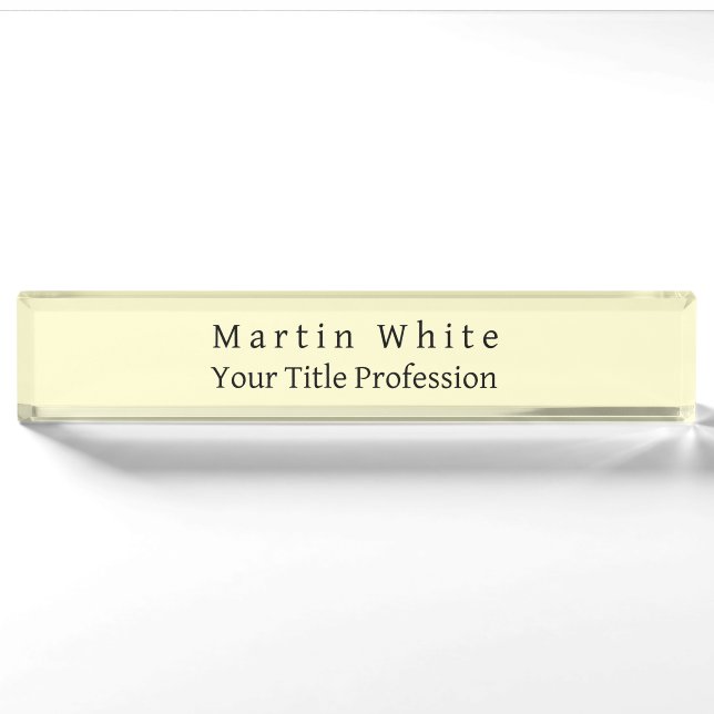 Cream Colour Plain Elegant Professional Modern Nameplate (Front)
