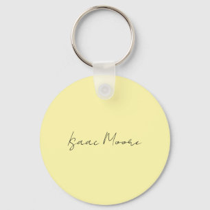 Cream Colour Plain Elegant Script Calligraphy Name Keychain
