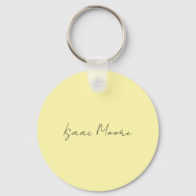 Cream Colour Plain Elegant Script Calligraphy Name Keychain (Front)