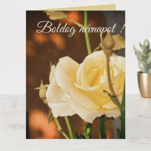  Cream  colour rose photo  - Hungarian name day Card