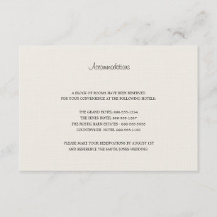 Cream coloured Accommodations Card