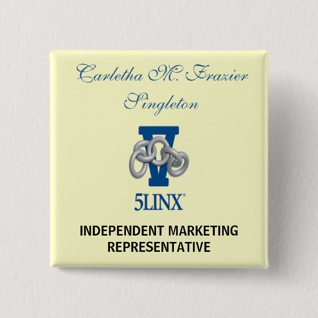 Cream-Coloured Name Badge 2 Inch Square Button (Front)