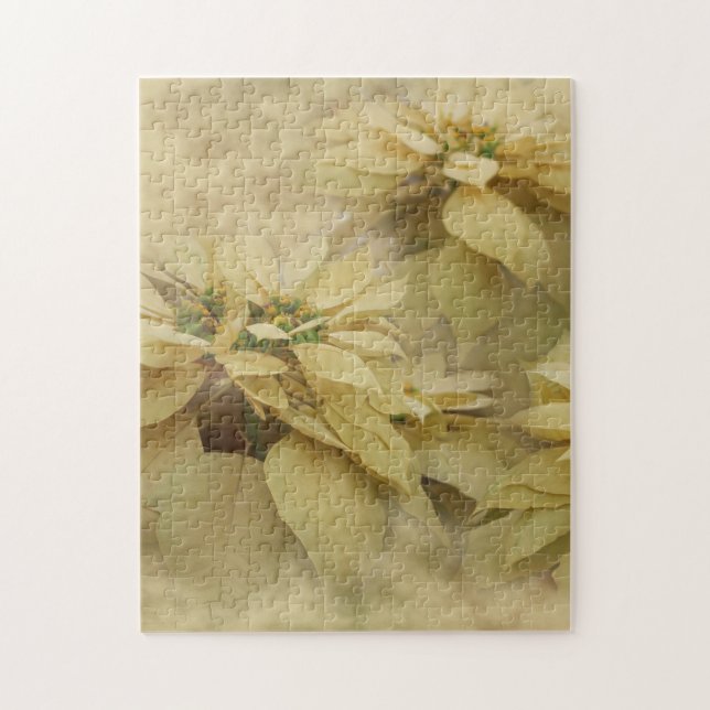 Cream Coloured Poinsettias Digital Art Jigsaw Puzzle (Vertical)