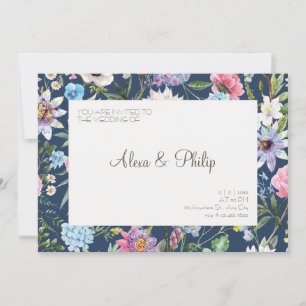 Cream Colourful Watercolor Floral Vintage Wedding Invitation