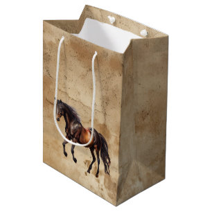 Cream Cowboy Cowhide Horse Medium Gift Bag