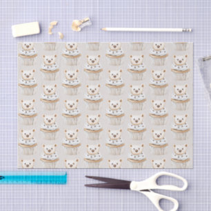 Cream Cupcake Bears Birthday Tissue Paper