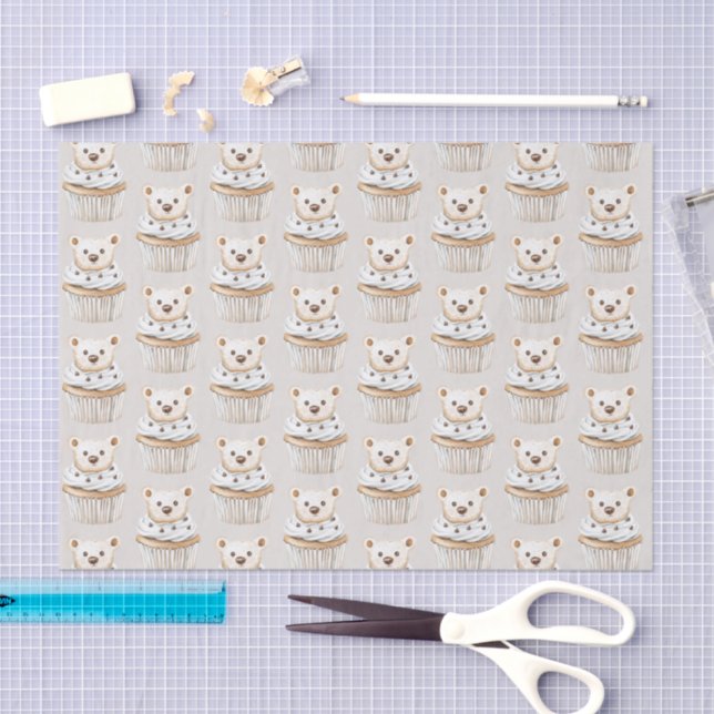 Cream Cupcake Bears Birthday Tissue Paper (Craft)
