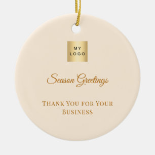 Cream customer business logo ceramic ornament