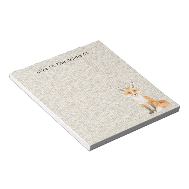 Cream Cute Sweet Orange Fox Notepad (Angled)