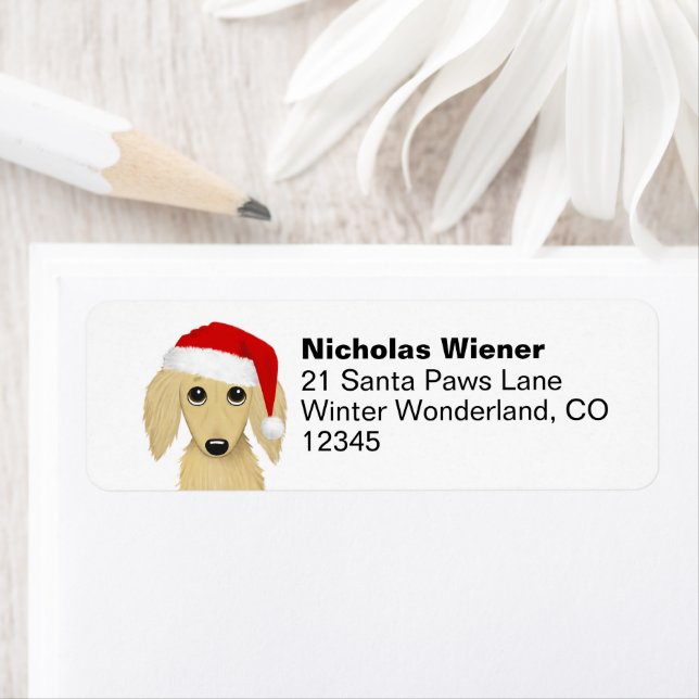 Cream Dachshund Christmas Chig Adresse de retour (En situation)