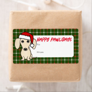 Cream Dachshund Cute Christmas To From Gift Label