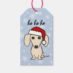 Cream Dachshund Santa Wiener Dog Christmas Gift Tags