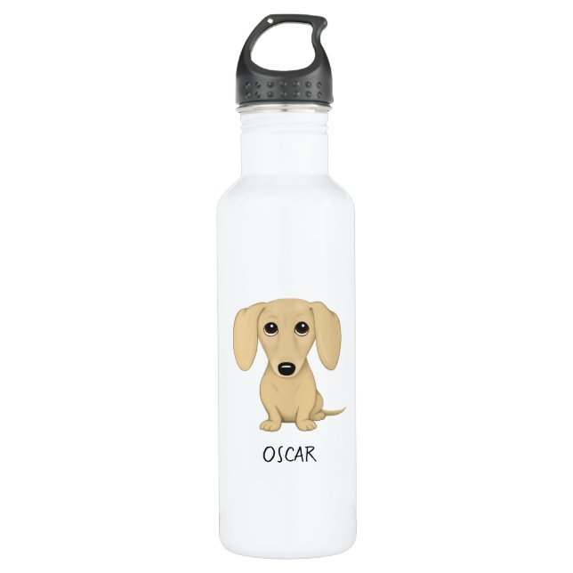 Cream Dachshund with Custom Text 710 Ml Water Bottle (Front)