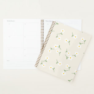 Cream Daisy Daily Planner Botanical Organization