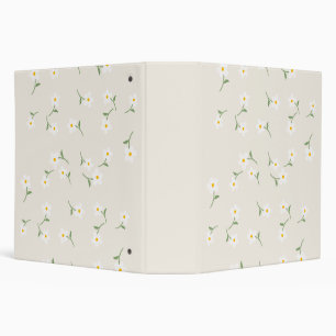 Cream Daisy Floral Binder Hand-Drawn